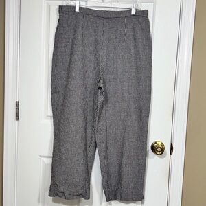 Vintage Morgan & Co. Gingham Check Pants Size 14 Black White Linen Cotton Blend